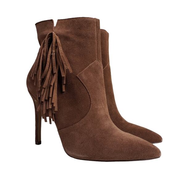 Jessica Simpson Womens 9 Paegye Leather Suede Fringe Boot Brown New - Picture 2 of 12